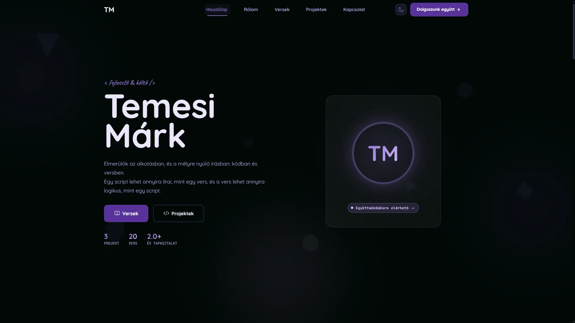 A temesimark.eu főoldalának képernyőképe